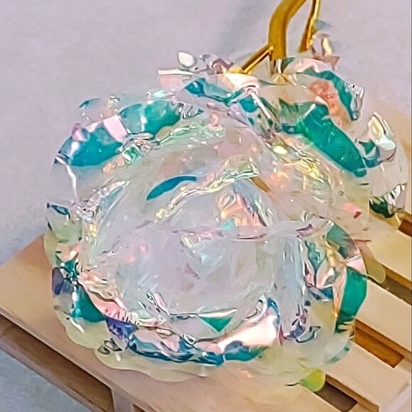 IRIDESCENT FOIL ROSE WITH BRASS PLATED STEM, VALENTINE'S DAY, MOTHER'S DAY - Picture 1 of 6